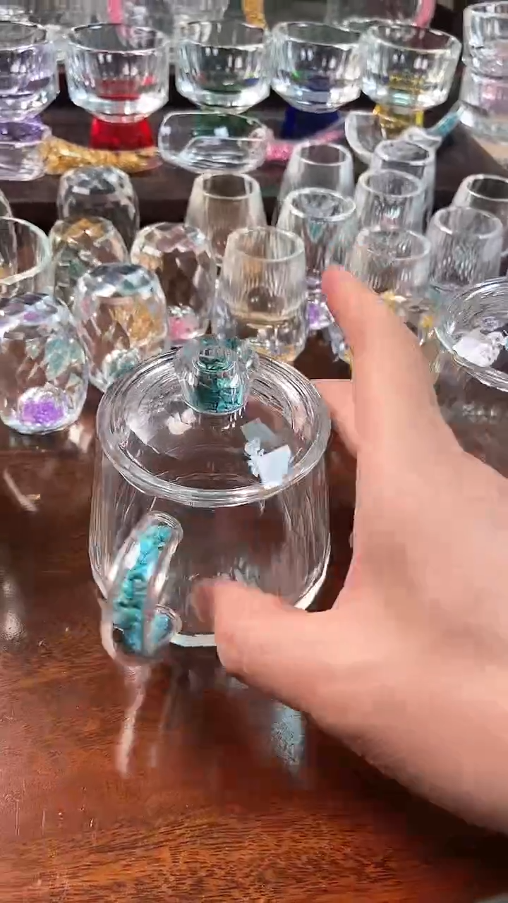 【闪购商品】玺宴新款水晶梯形杯绿松石