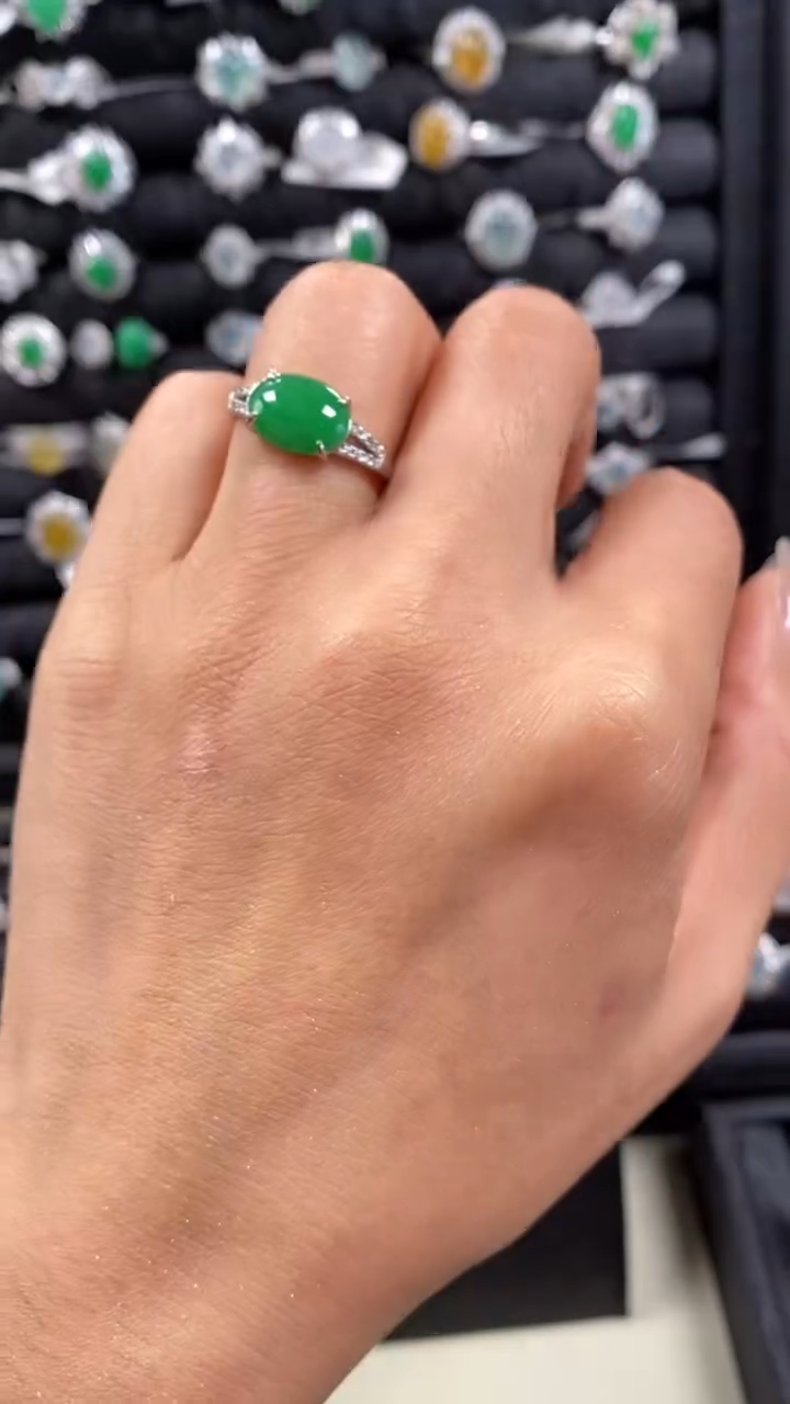 【闪购商品】翡翠戒指银S925镶嵌8109