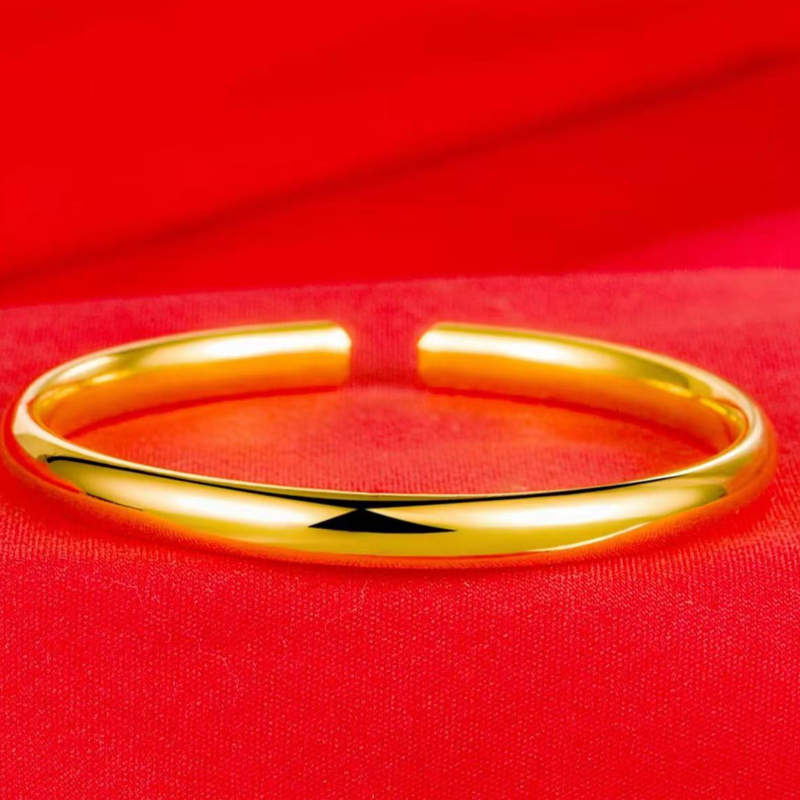 铜合金手镯  定制版6N光面开口手镯简约百搭素圈亮面
