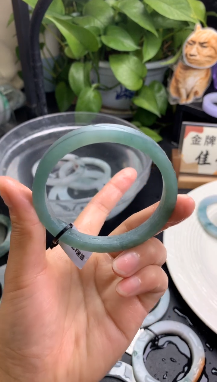 【闪购商品】定制翡翠定制翡翠手镯未镶嵌蓝水60-62
