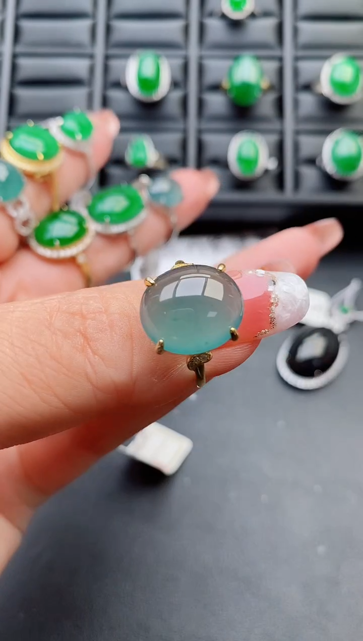 【闪购商品】翡翠戒指银S925镶嵌508080