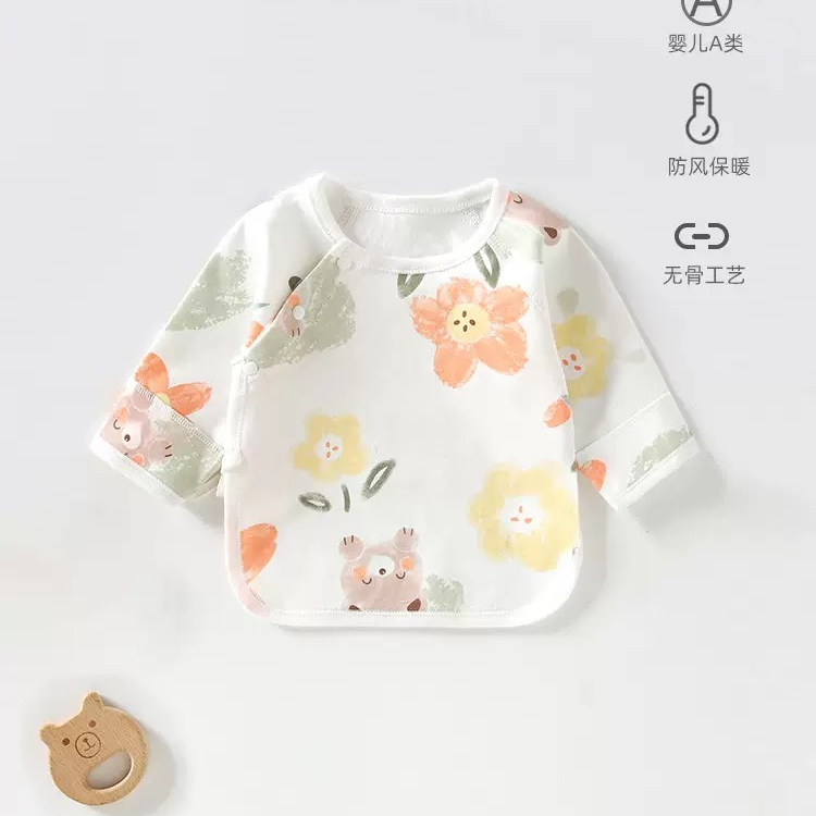 新生儿纯棉无骨无缝半背衣婴儿半背衣