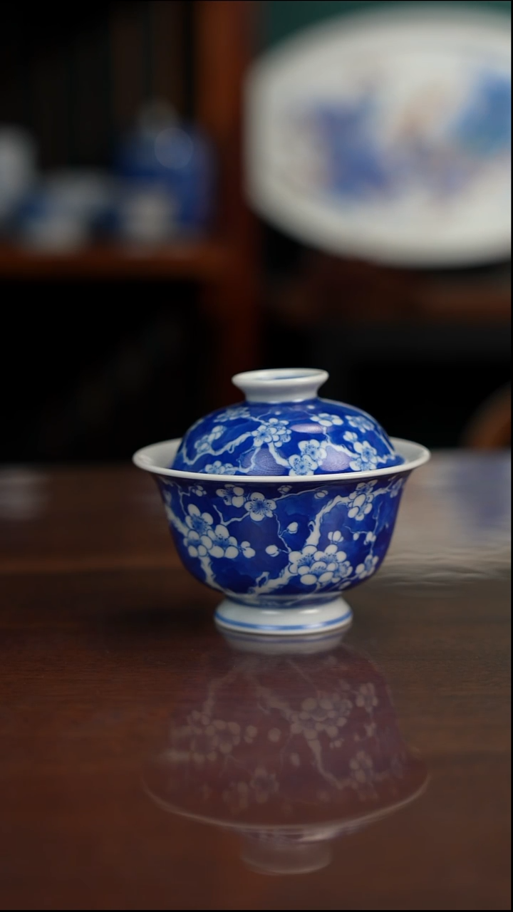 自成堂柴窑青花冰梅