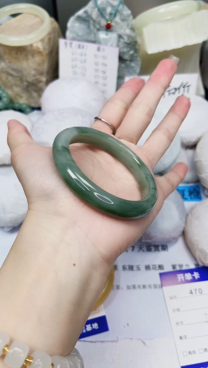 【闪购商品】石英质玉手镯未镶嵌470-天山翠-圈口54
