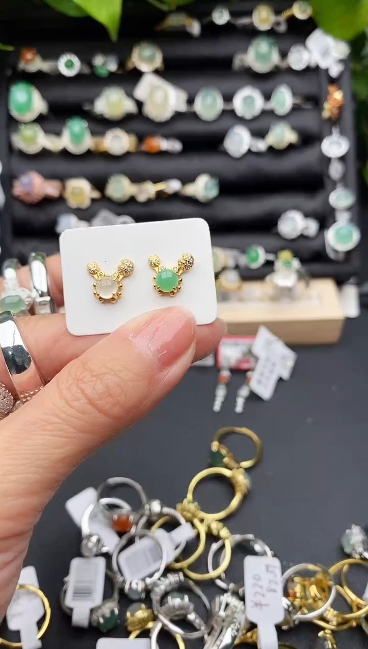 【闪购商品】翡翠戒指银S925镶嵌缅甸翡翠A货555  9-