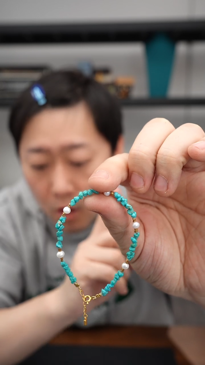 银S925镶嵌绿松石手链1226DJ270绿松石手链