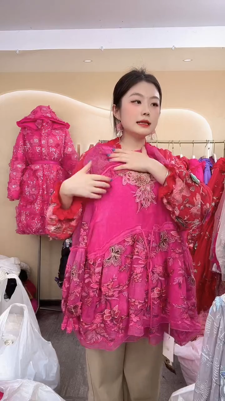 套头款MHSE玫红色上衣