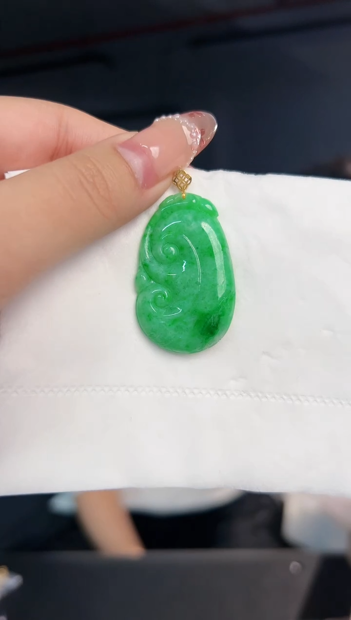 【闪购商品】翡翠颈饰18K金镶嵌缅料A货翡翠/支持复检/一件