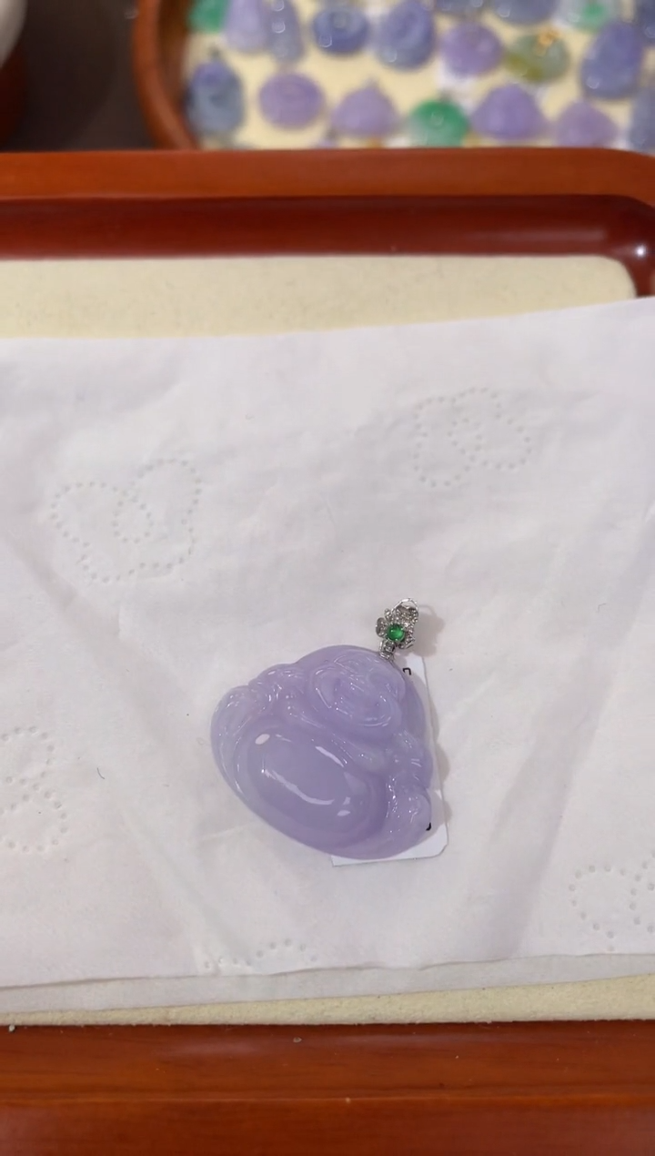 【闪购商品】翡翠颈饰18K金镶嵌天然缅甸a货翡翠