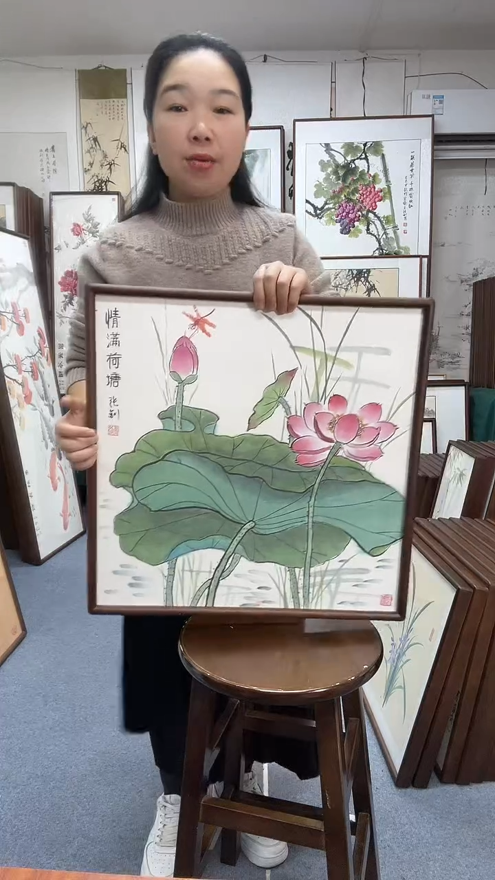 国画纯手绘京东包邮实木画框