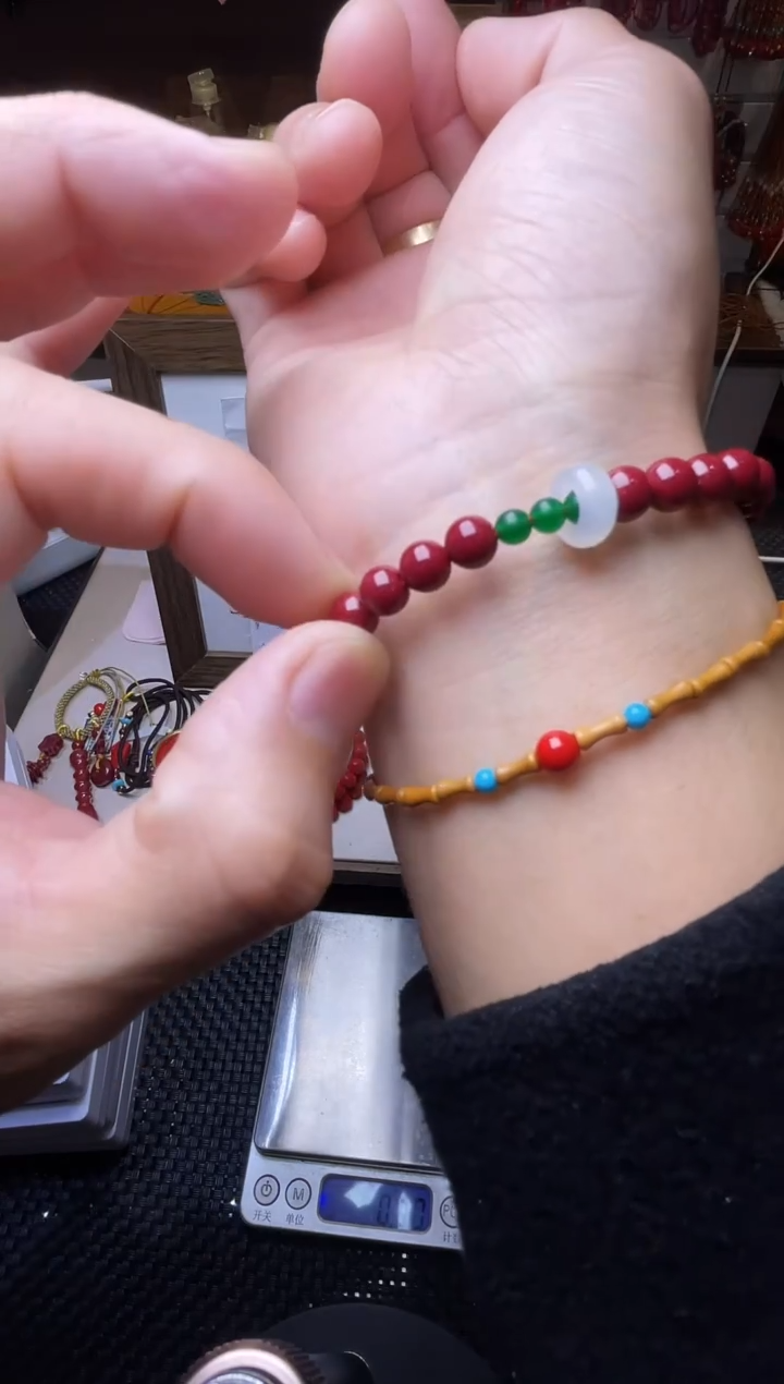 天然辰砂6毫米紫金砂跑环手链