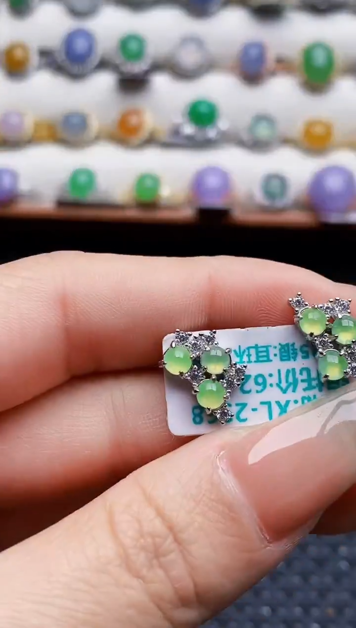 银S925镶嵌戒指翡翠9698