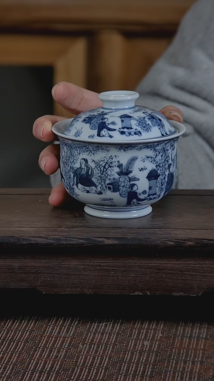 【闪购商品】折葵非器手工手绘竹林七贤盖碗