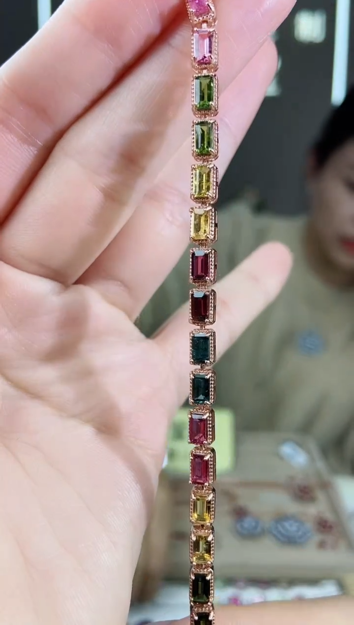 【闪购商品】碧玺手链银S925镶嵌手链