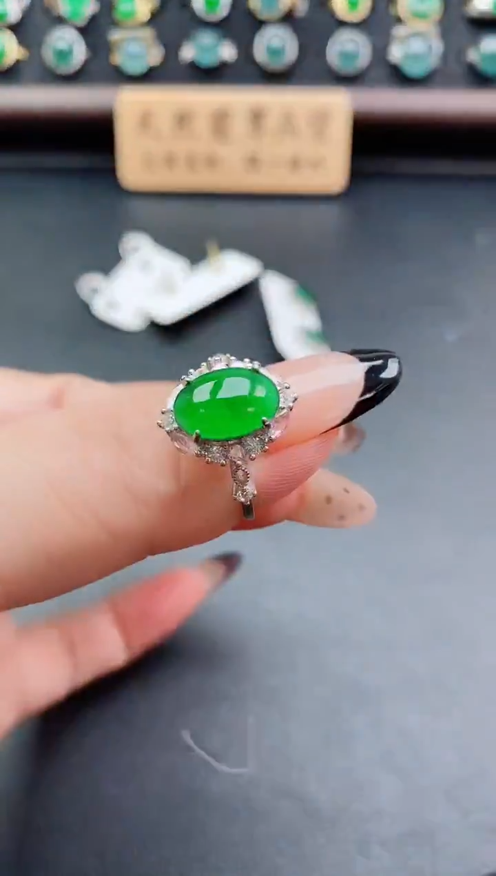 银S925镶嵌戒指翡翠1