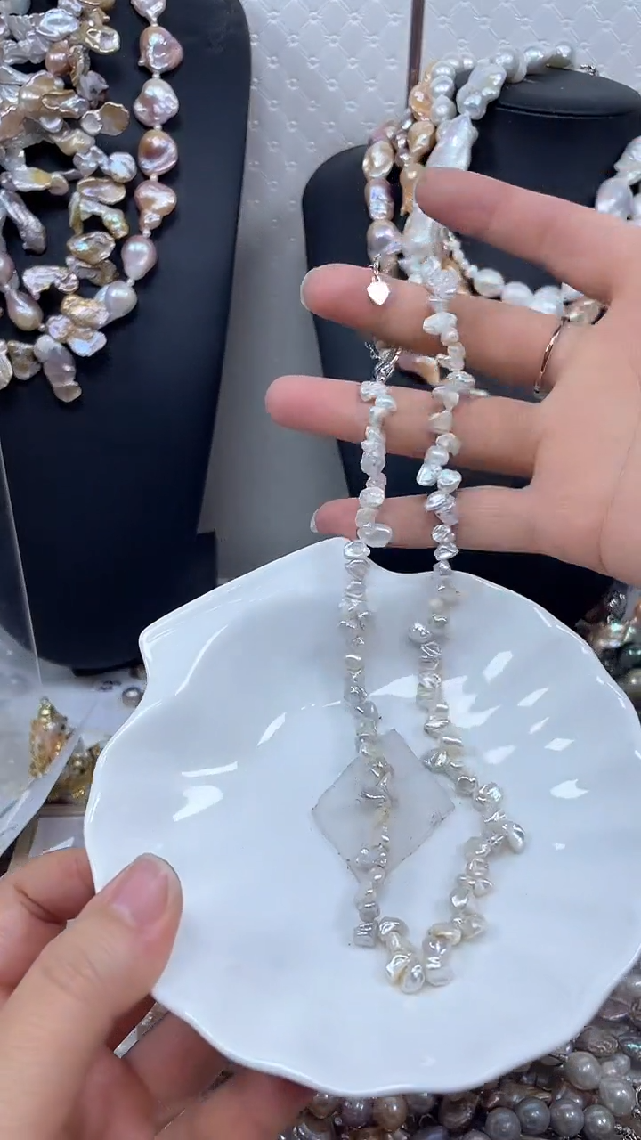 未镶嵌淡水珍珠项链【纯恬巴洛克饰品】