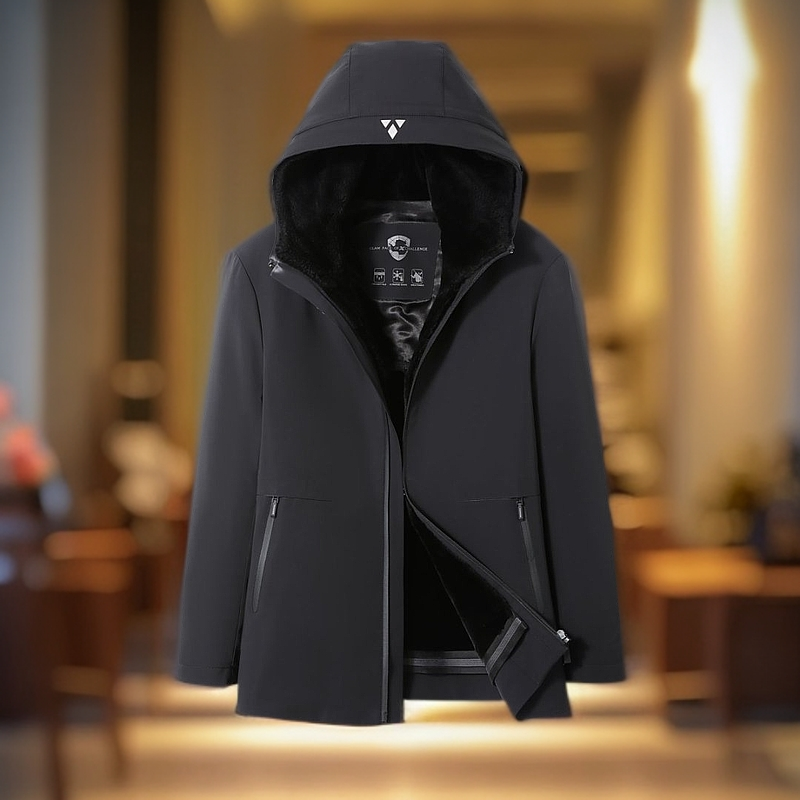 水貂貂绒男士休闲男款时尚连帽经典冬季短款简约连帽款潮流派克服