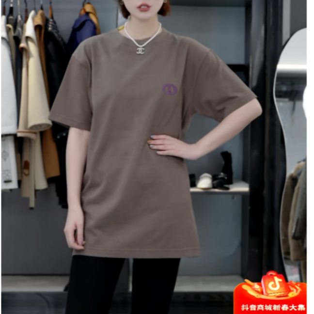 全新未使用 DIOR/迪奥 积分-288/汤/P205437246/纯色logoT恤 S码