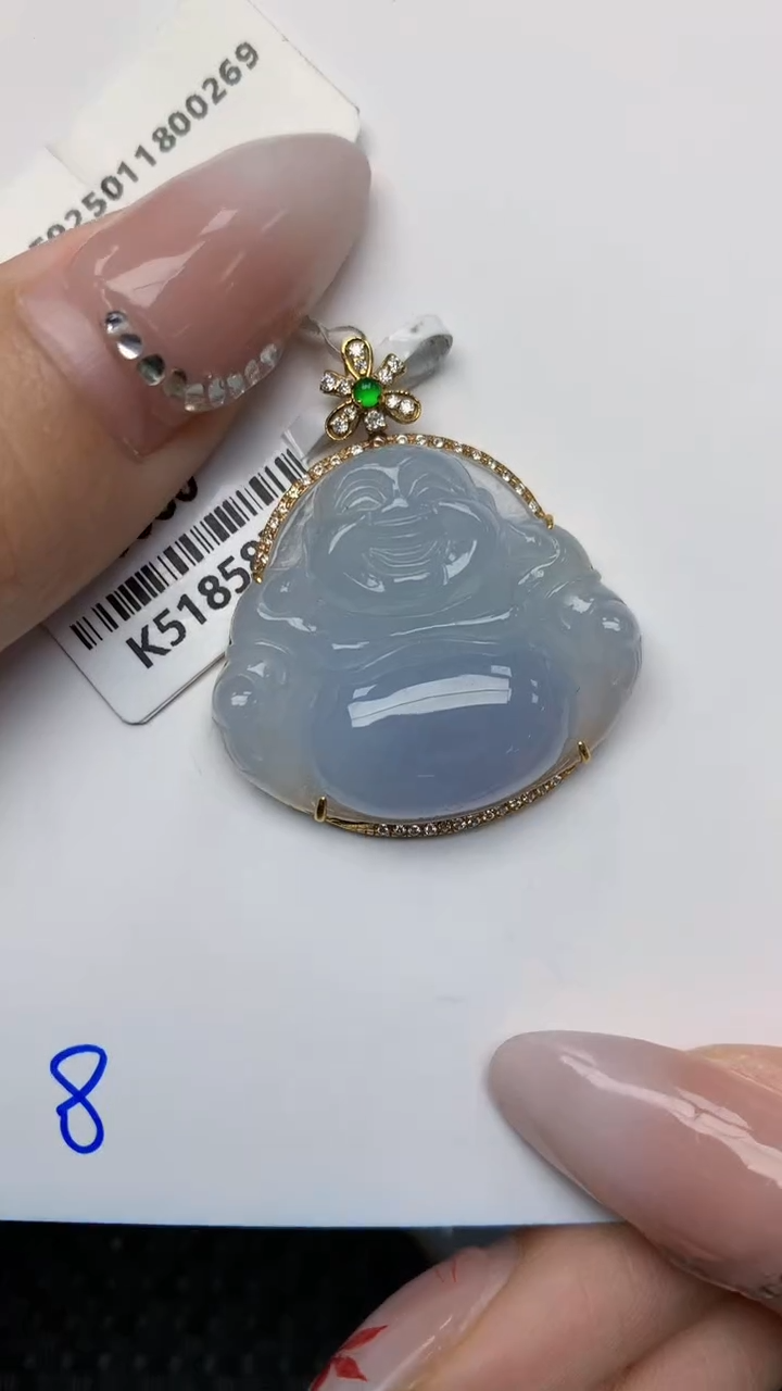 【闪购商品】翡翠颈饰18K金镶嵌天然翡翠A货，