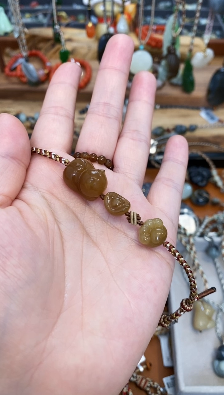 【闪购商品】和田玉（糖玉）手链未镶嵌红糖猫手链