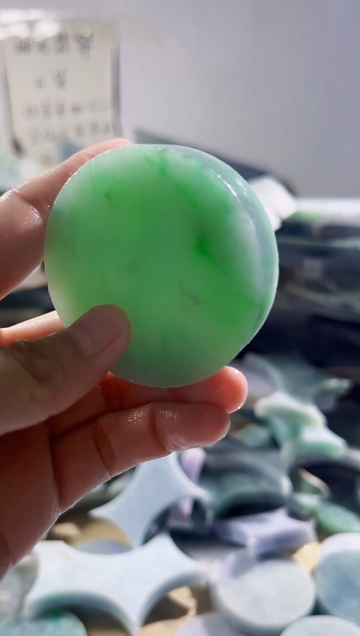 翡翠散珠缅甸翡翠A货柠5014