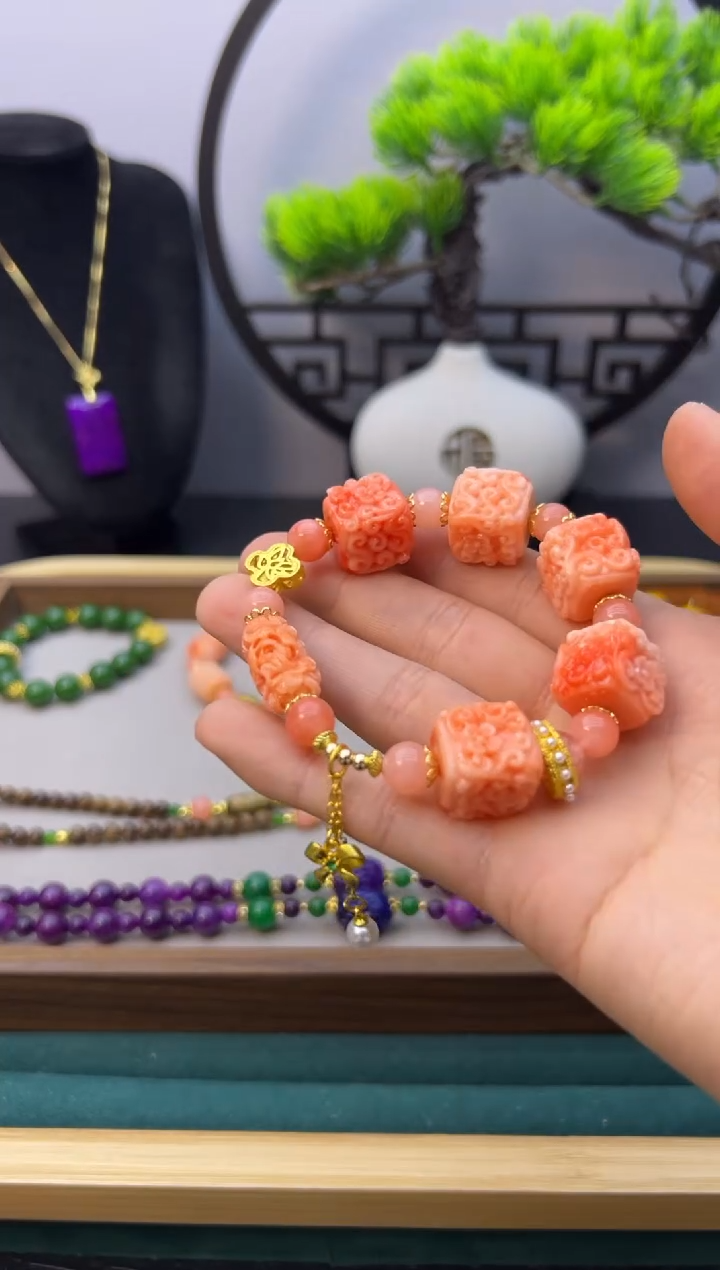 【闪购商品】玛瑙/玉髓手链14K金镶嵌S44              