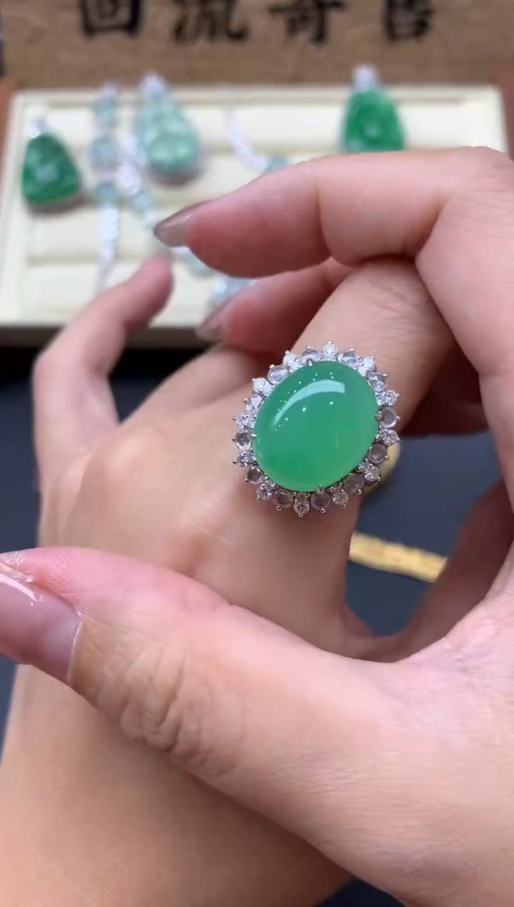 【闪购商品】翡翠戒指18K金镶嵌649-中国好珍宝 两用款