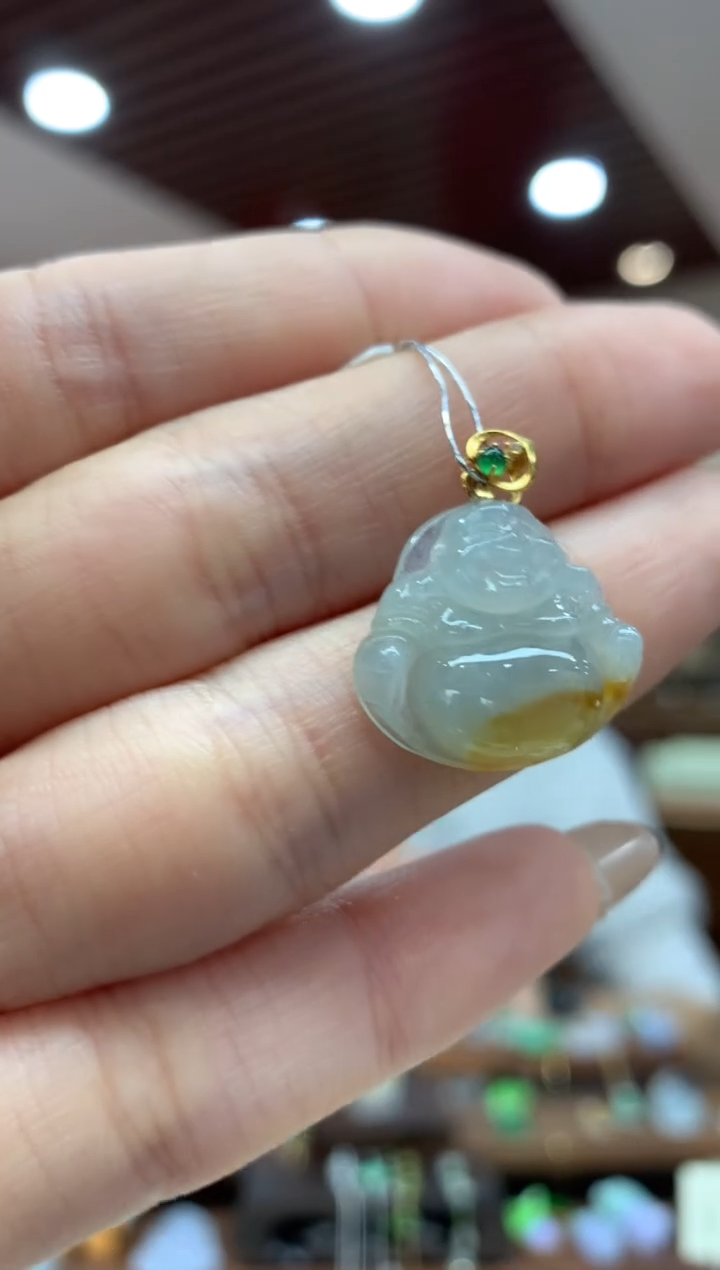 【闪购商品】翡翠吊坠(不含链)18K金镶嵌佛公