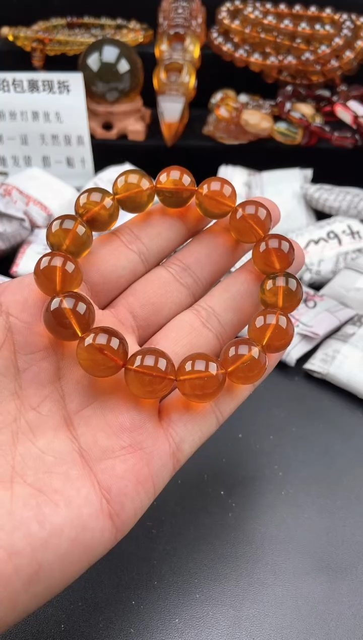 【闪购商品】琥珀手链未镶嵌金棕珀手串