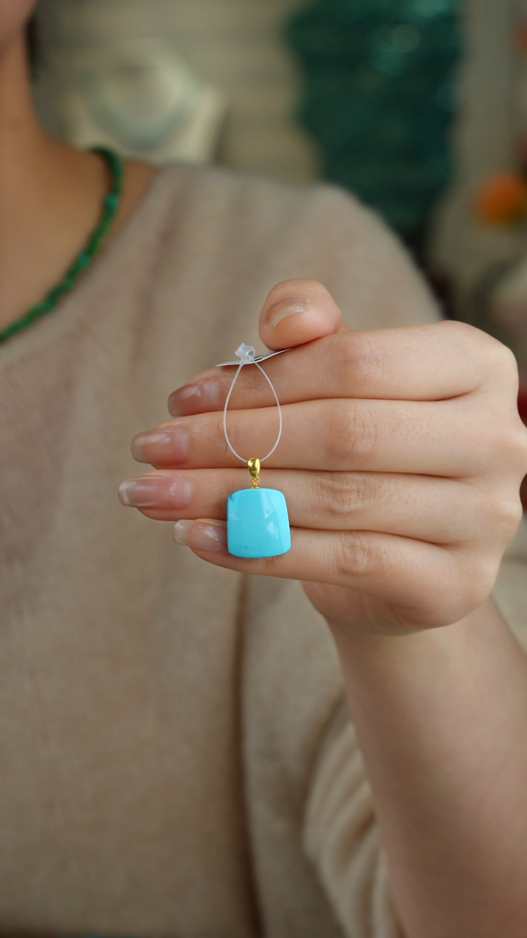 【闪购商品】绿松石吊坠(不含链)18K金镶嵌1