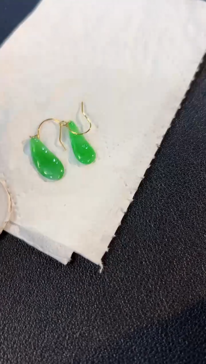 【闪购商品】翡翠耳饰18K金镶嵌缅料A货/支持复检/一件