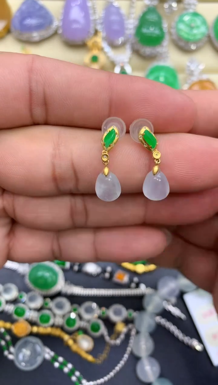 18K金镶嵌翡翠耳饰223-中国好珍宝