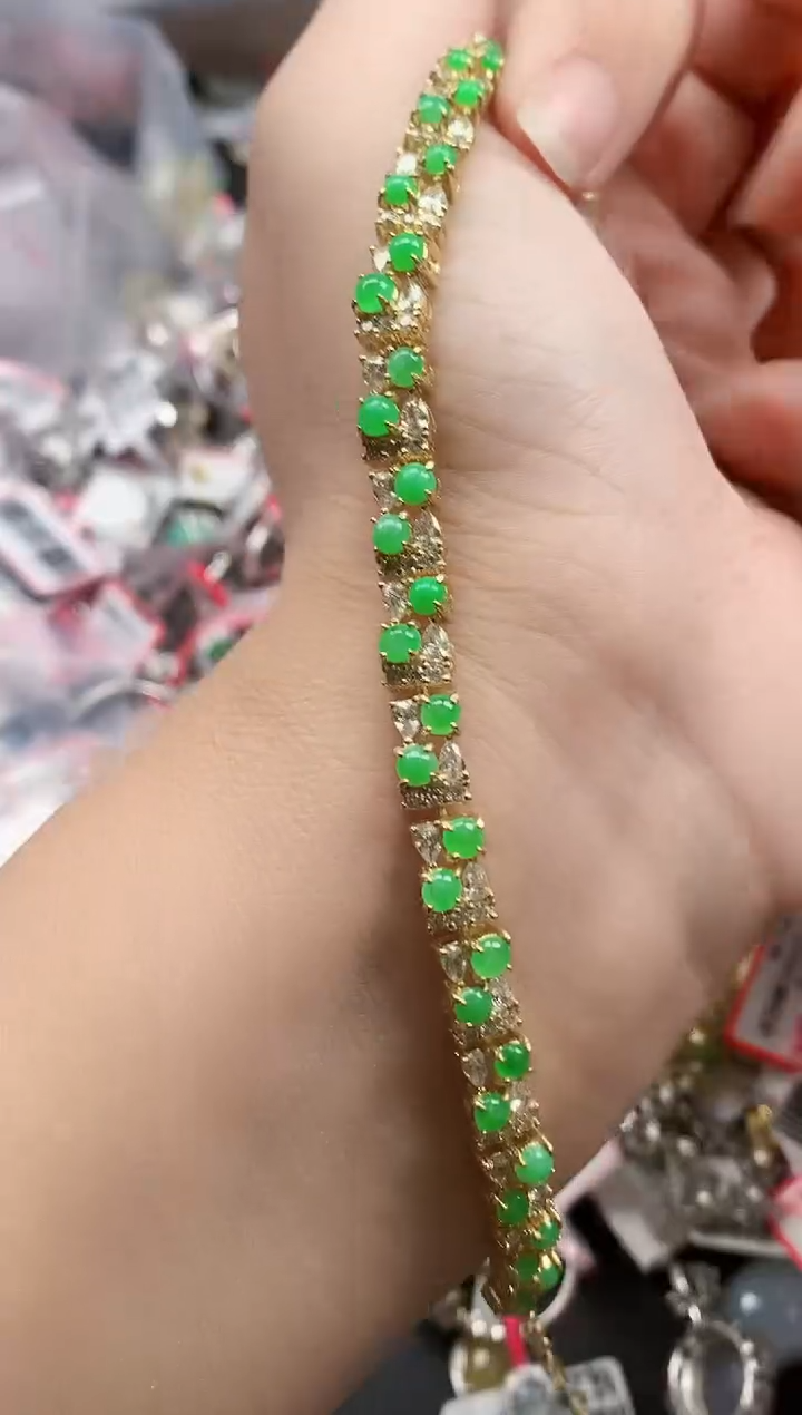 银S925镶嵌戒指翡翠天然A货缅甸翡翠