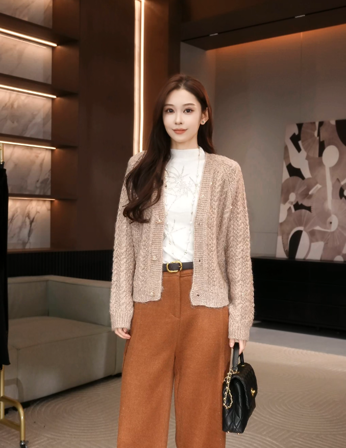 霓霓Lab  新款高级时尚针织气质百搭设计感开衫毛衣N421