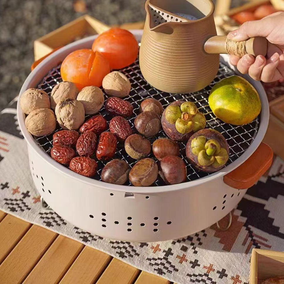 冬日围炉煮茶器具全套烤火炉烧烤炉套装家用室内木炭火盆取暖炉子