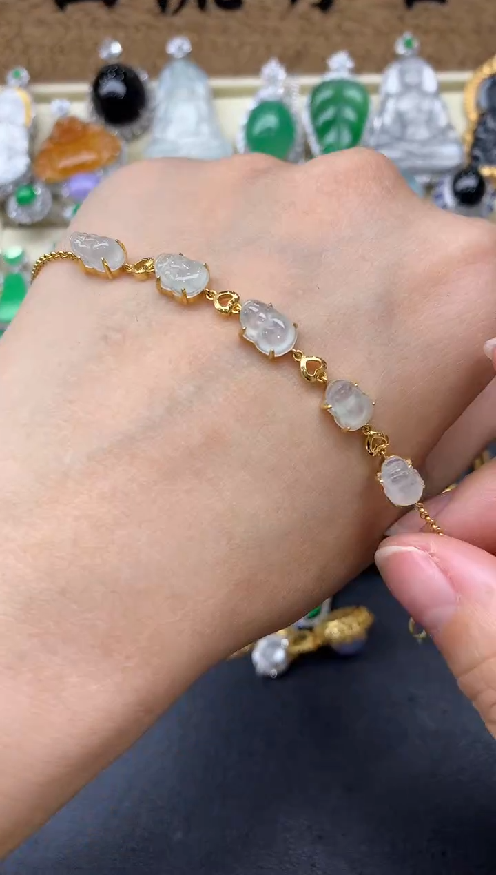 【闪购商品】翡翠手串18K金镶嵌256-中国好珍宝