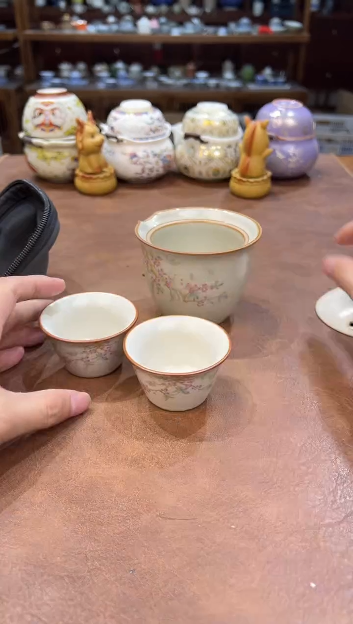 真的很便宜超好看会开片的旅行茶具