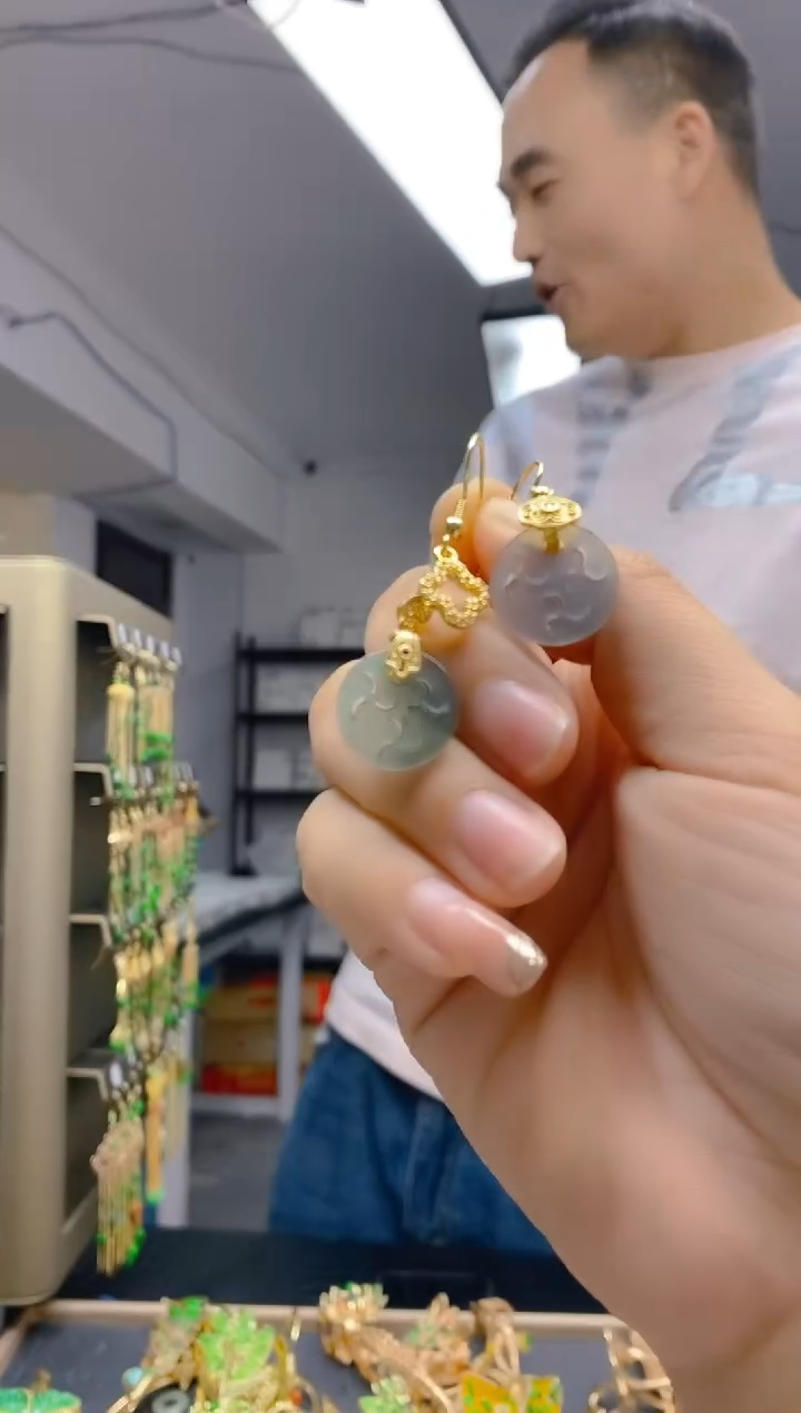 【闪购商品】翡翠耳饰合金0237翡翠耳钩