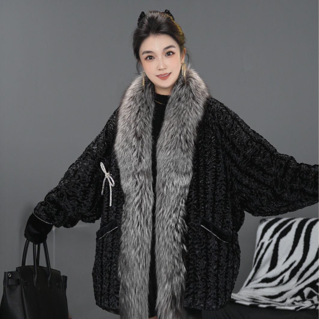 【零度出街】原创设计师中长款狐狸毛外套