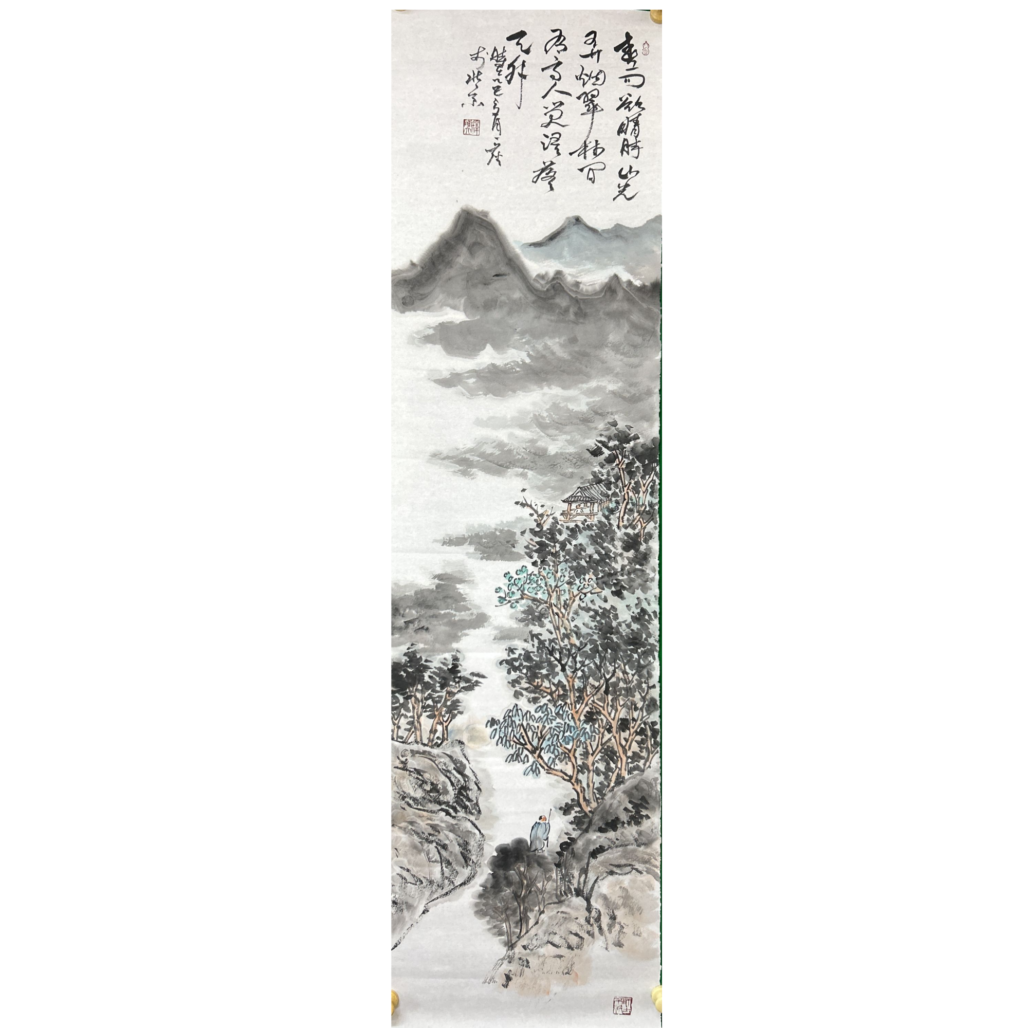 四尺对开 山水国画宽35高138适合玄关客厅办公室茶室软装挂画