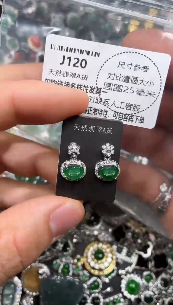 颈饰未镶嵌翡翠J120耳钉