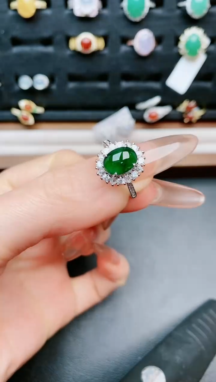 【闪购商品】翡翠戒指银S925镶嵌....