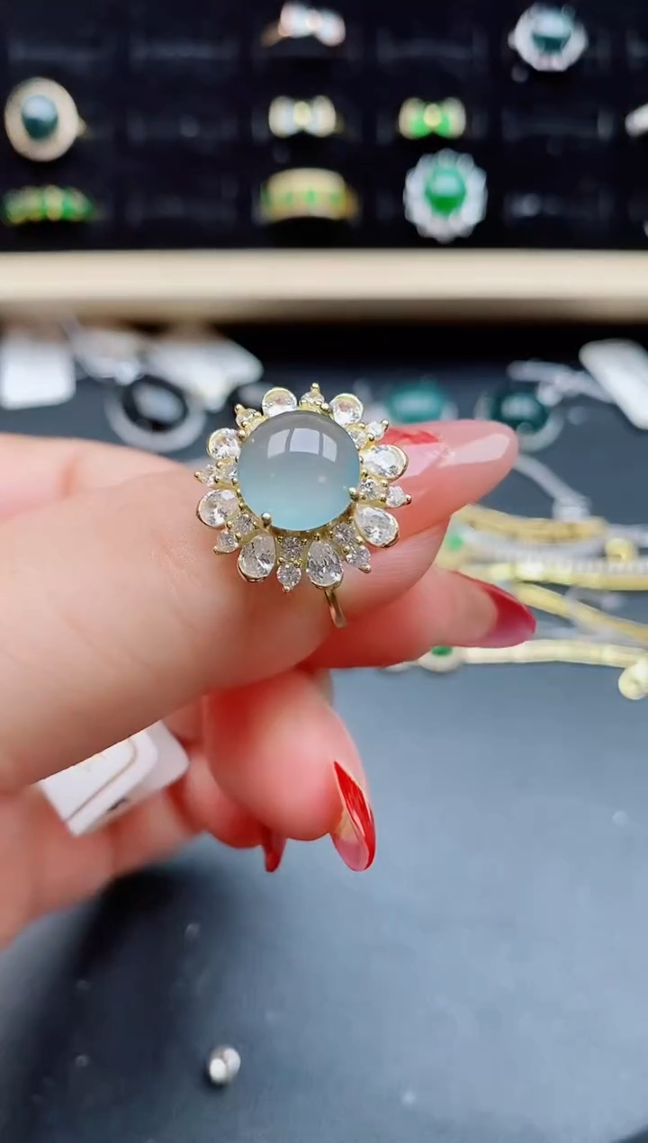 【闪购商品】翡翠戒指银S925镶嵌12121