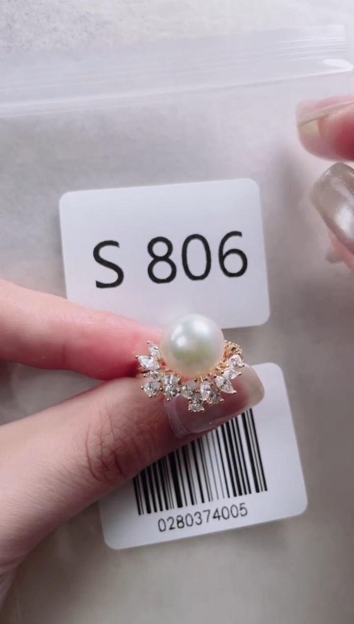 【闪购商品】海水珍珠戒指银S925镶嵌S806