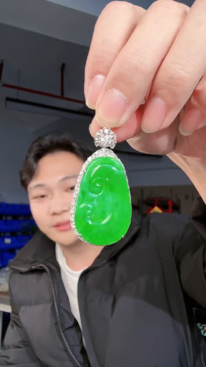 【闪购商品】翡翠颈饰18K金镶嵌 缅料A货翡翠/支持复检/一件