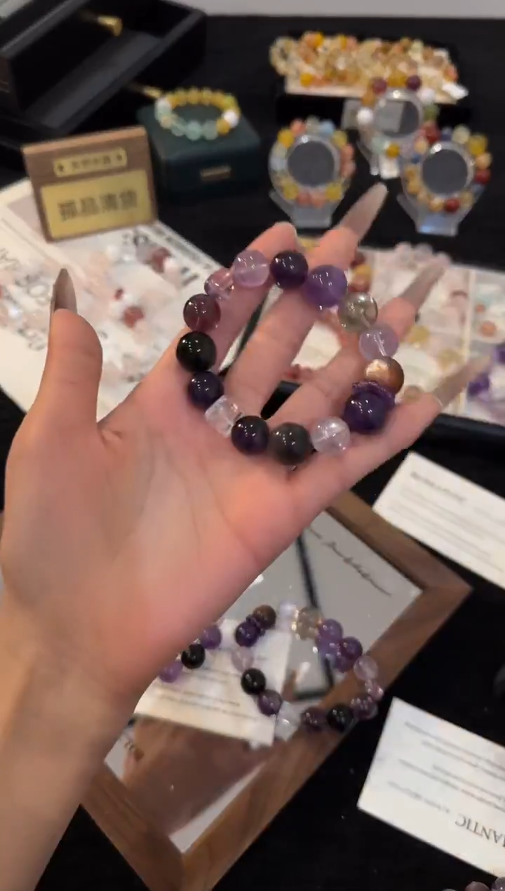 合金手链水晶紫色多宝手链x3047