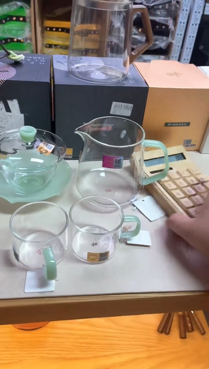 荷叶盖碗/浅玉+承轩浅玉色+清禾杯浅玉
