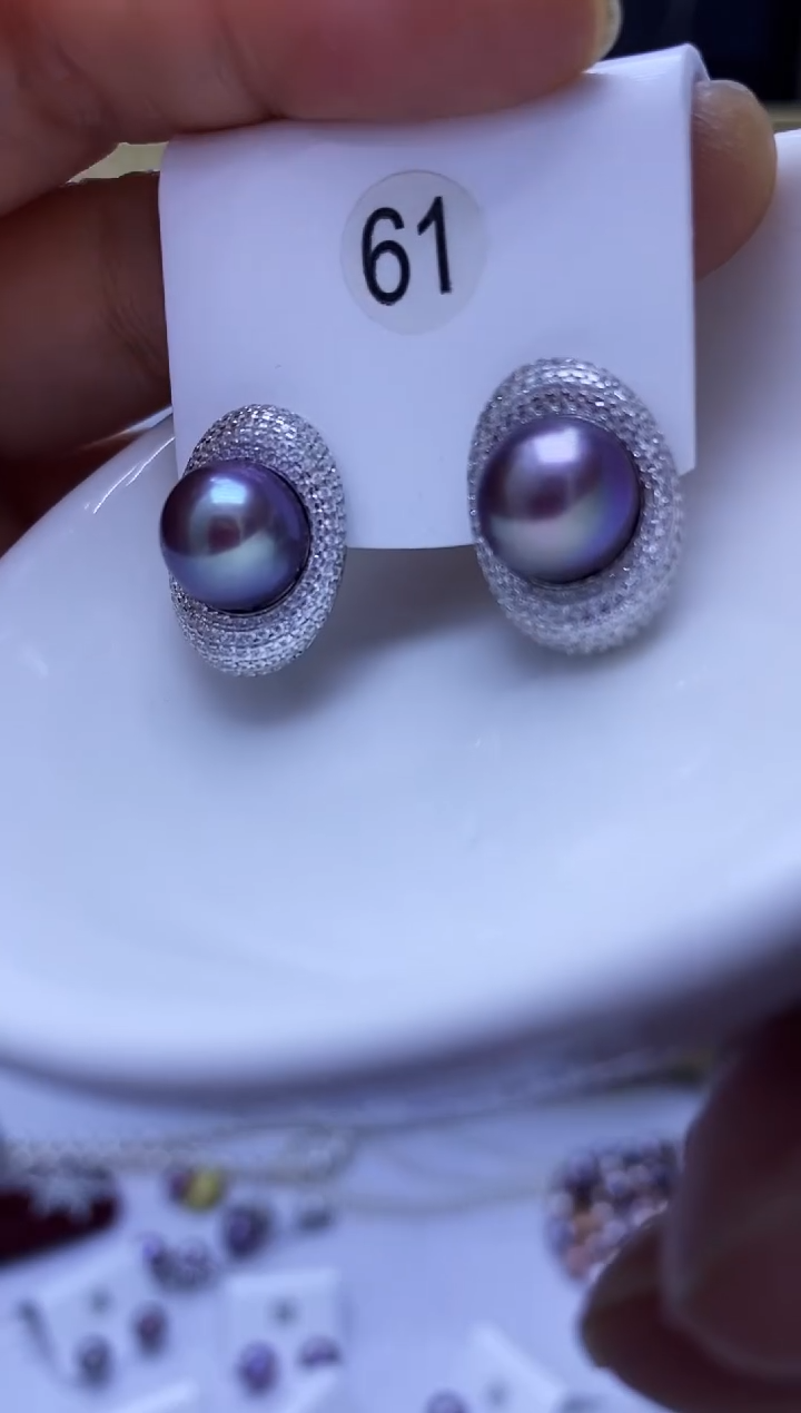 银S925镶嵌耳饰淡水珍珠61