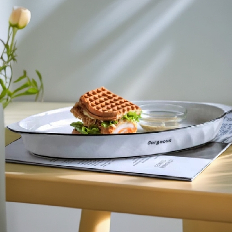 精品陶瓷钻石纹13英寸鱼盘一个装创意日式双耳酒店家用网红排盘圆