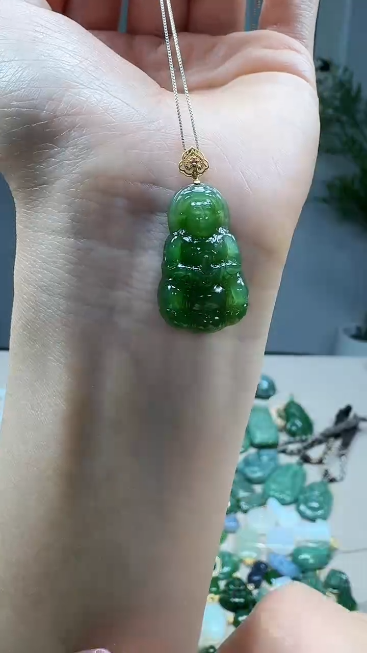 吊坠(不含链)18K金镶嵌和田玉1